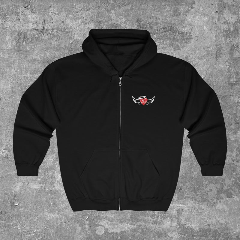 Load image into Gallery viewer, Narcotics Anonymous Devil Wings Unisex Women&#39;s Black Cotton Full Zip Hoodie
