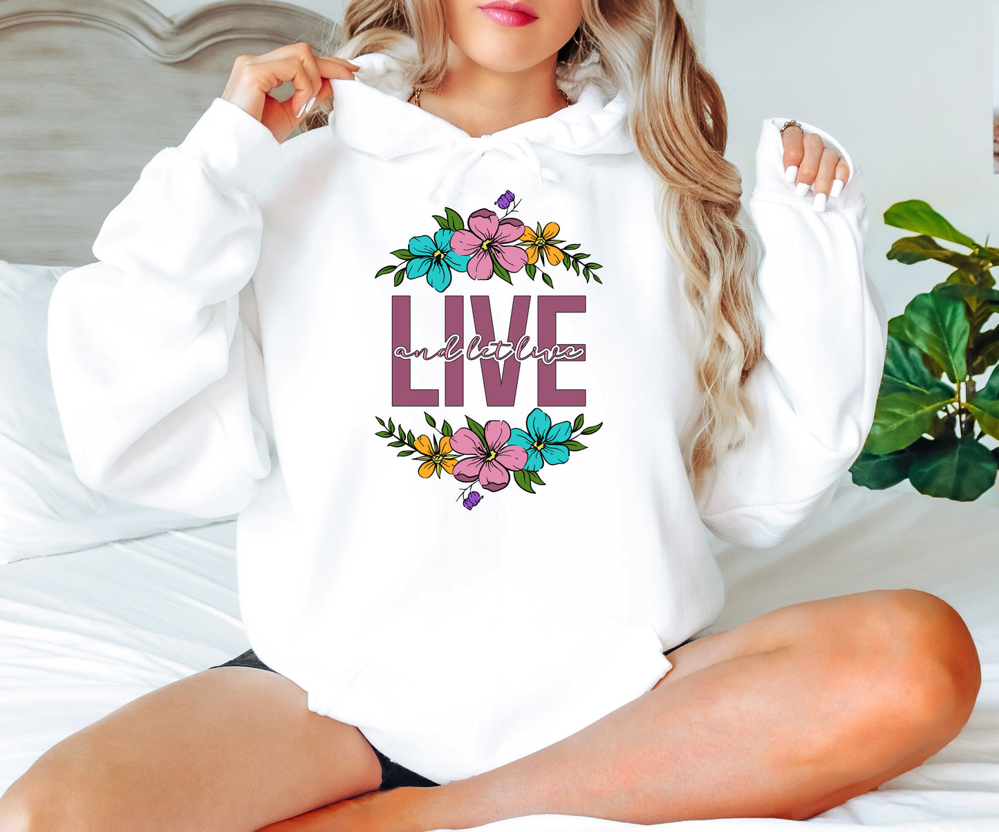 'Live and Let Live' Cute Inspirational Women's Unisex Pull Over Hoodie