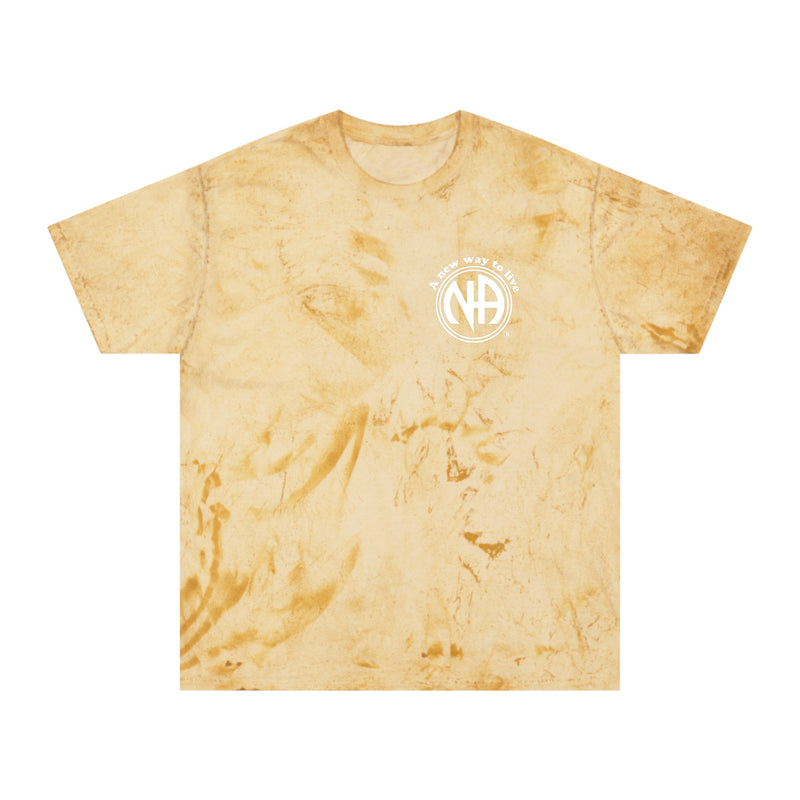 Load image into Gallery viewer, Tie-dye t-shirt with a logo on a white background
