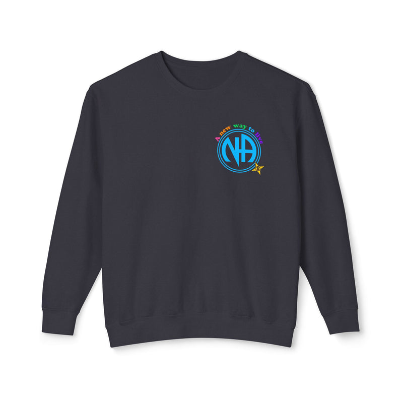 Load image into Gallery viewer, Navy blue sweatshirt with a colorful logo on a white background

