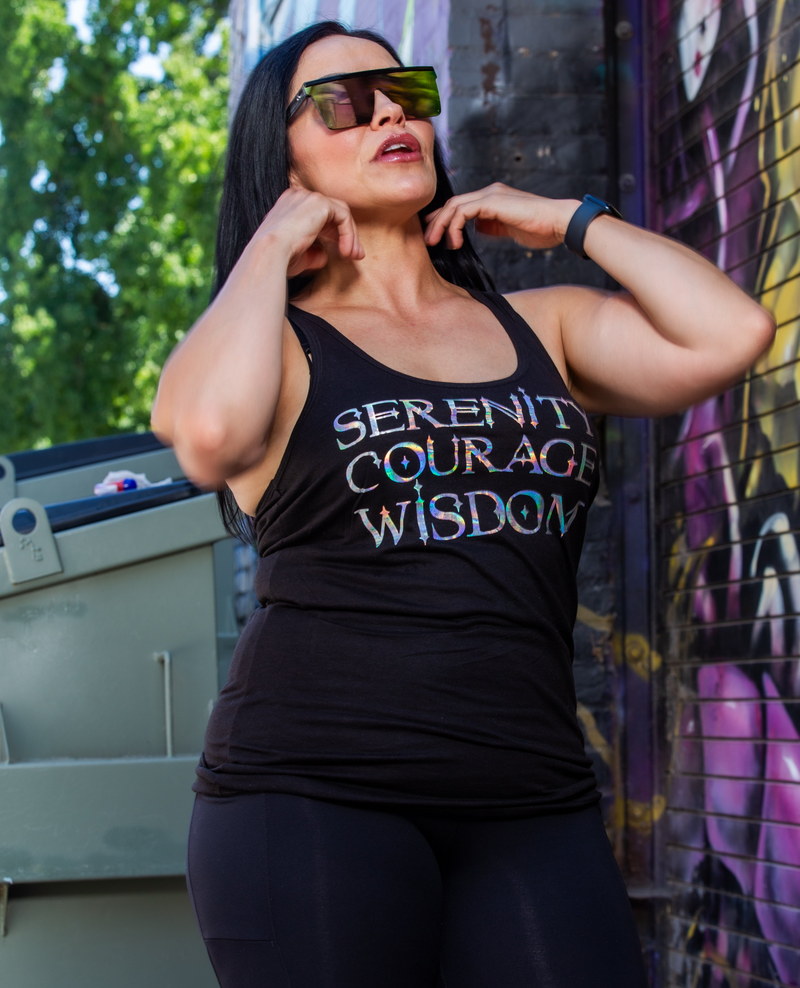 Load image into Gallery viewer, Serenity ~ Courage ~ Wisdom Hoographic Women's Racerback Tanktop
