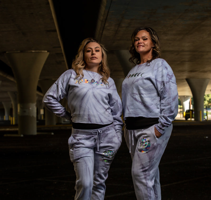 Load image into Gallery viewer, Serenity ~ Courage ~ Wisdom Holographic 'Lillac' Sweatpants
