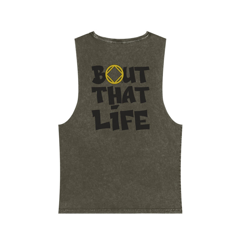 Load image into Gallery viewer, Gray tank top with 'Bout That Life' text and logo on a white background
