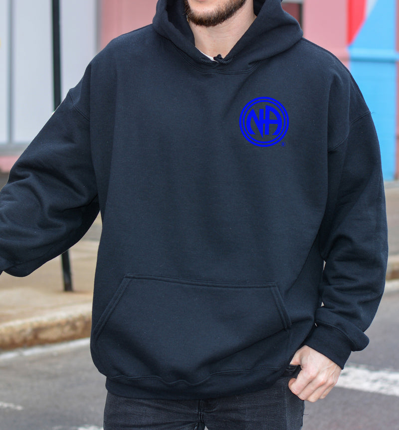 Load image into Gallery viewer, Never Alone Never Again Narcotics Anonymous Logo Unisex Cotton Pull-Over Hoodie
