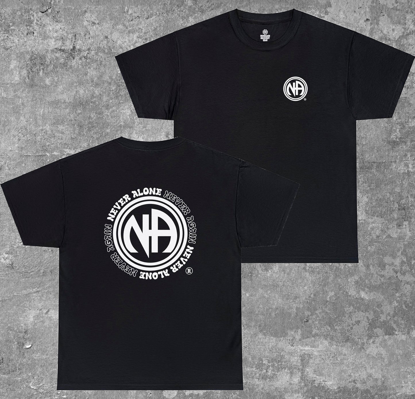 Never Alone Never Again Narcotics Anonymous Double Circle Logo Unisex Cotton T-shirt