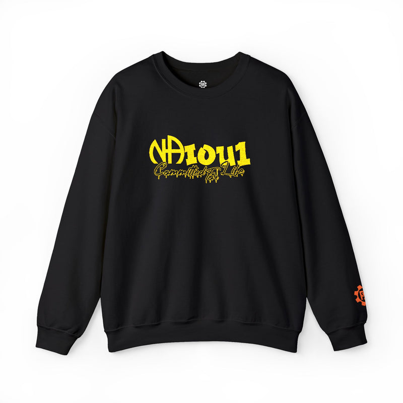 Load image into Gallery viewer, Black sweatshirt with yellow text
