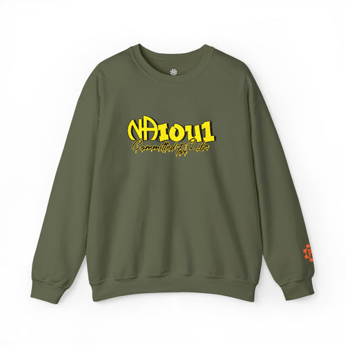 Green sweatshirt with yellow text