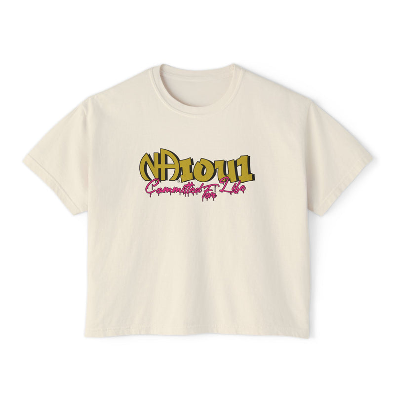 Load image into Gallery viewer, Beige t-shirt with colorful text design
