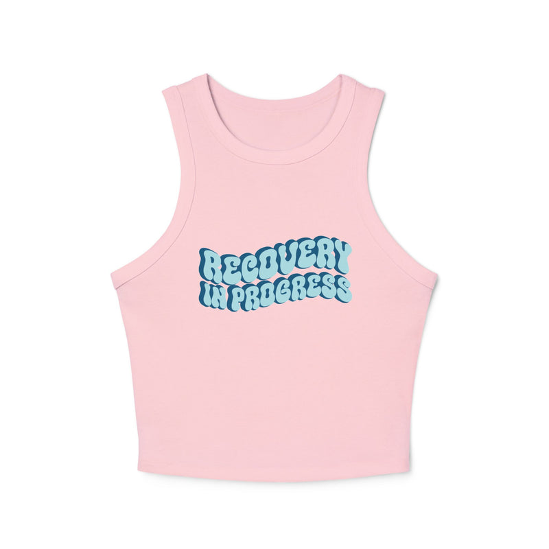 Load image into Gallery viewer, Pink tank top with 'Recovery In Progress' text on a white background
