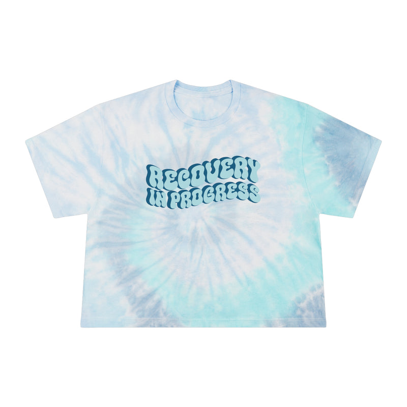 Load image into Gallery viewer, Tie-dye t-shirt with 'Recovery In Progress' text on a white background
