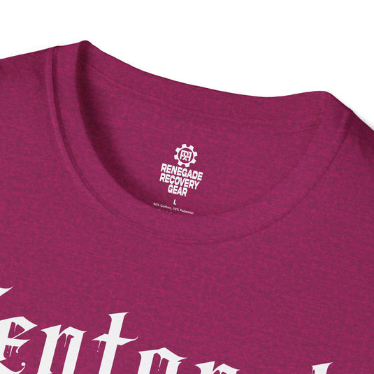 Close-up of a magenta shirt with 'Renegade Recovery Gear' logo and text.