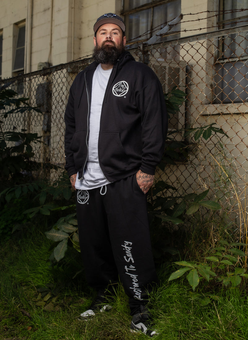 Load image into Gallery viewer, black pants with text
