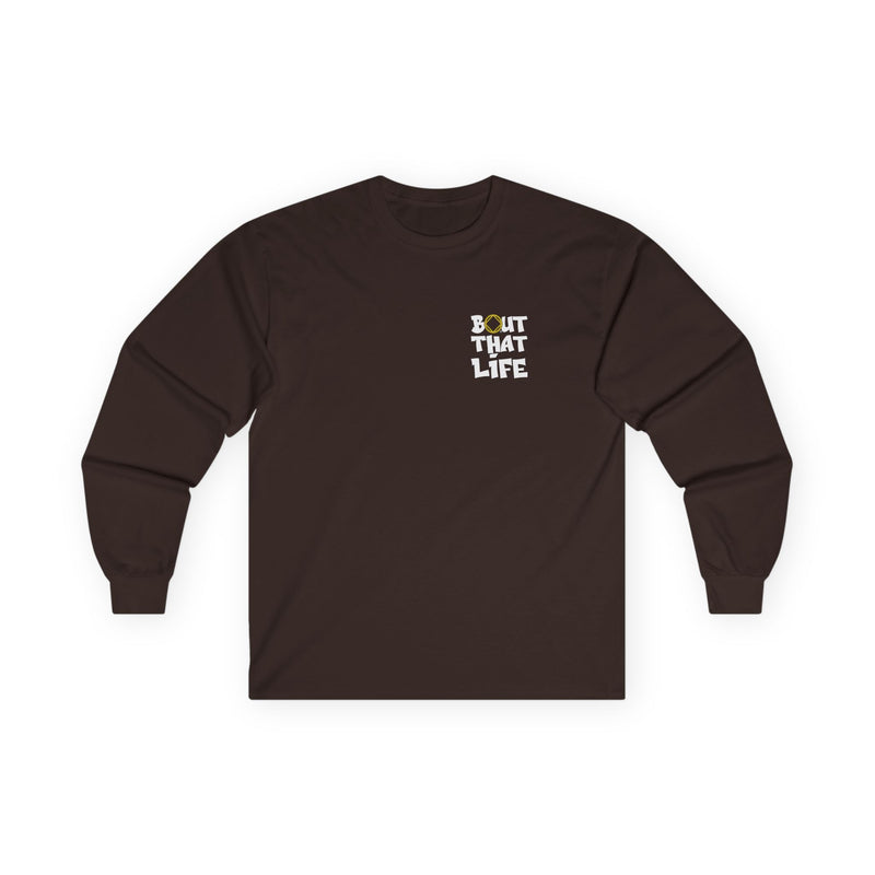 Load image into Gallery viewer, Brown long-sleeve shirt with text 
