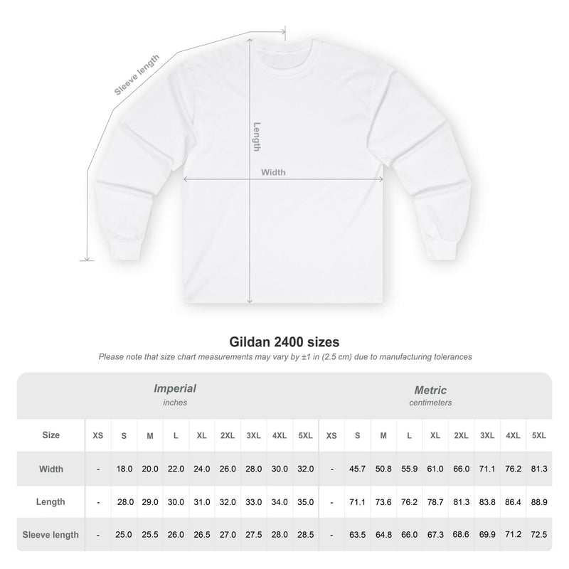 Load image into Gallery viewer, Gildan 2400 size chart for a white sweatshirt with measurements in inches and centimeters.
