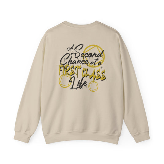 Beige sweatshirt with motivational quote on the back