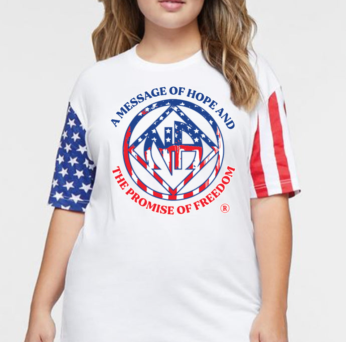 A Message of Hope and the Promise of Freedom- Stars and Stripes Unisex Tee