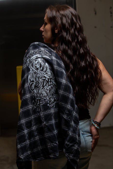 plaid shirt with graphic designs