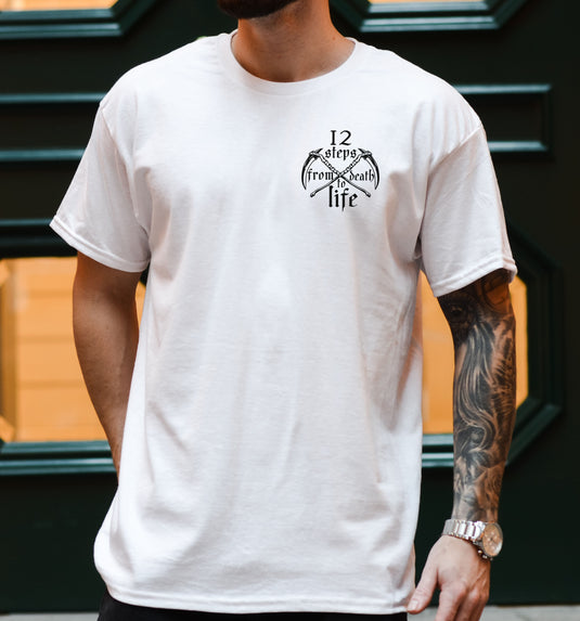 Work the Steps OR DIE MF'ER - 12 steps from death to life Unisex Men's Heavy Cotton T-shirt