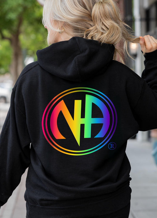 Clean and Serene Narcotics Anonymous Rainbow Unisex Hooded Pull-Over Sweatshirt