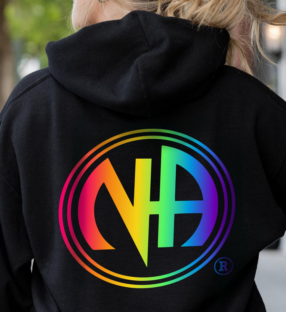 Clean and Serene Narcotics Anonymous Rainbow Unisex Hooded Pull-Over Sweatshirt