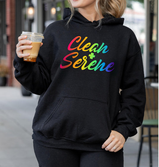 Clean and Serene Narcotics Anonymous Rainbow Unisex Hooded Pull-Over Sweatshirt