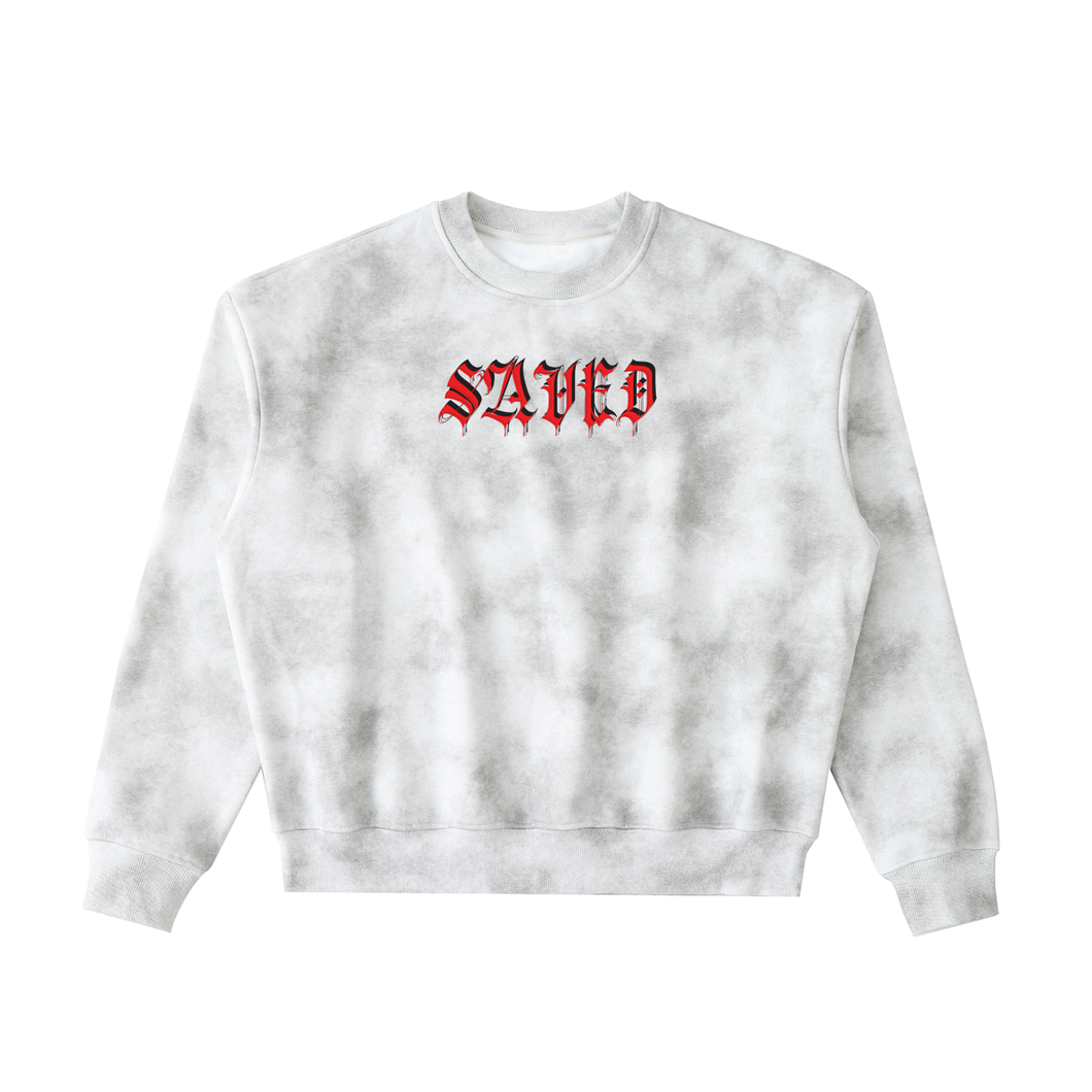 SAVED Narcotics Anonymous Crystal Tie Dye Boxy Fleeced Sweatshirt