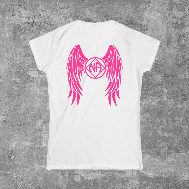 Load image into Gallery viewer, NAngel Narcotics Anonymous Angel Wings Ladies Softstyle T-shirt
