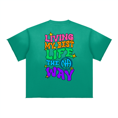 Living My Best Life the N.A. Way Sun Faded Raw Edge T-Shirt